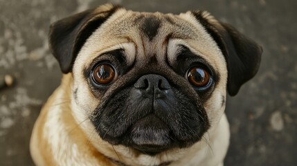 Obraz premium Adorable Pug Looking Up