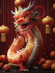Fototapeta premium Chinese zodiac dragon. Chinese lunar new year celebration.