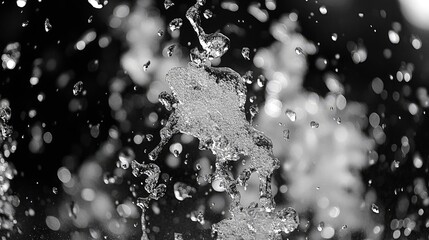 Close up of water splash droplets frozen in motion