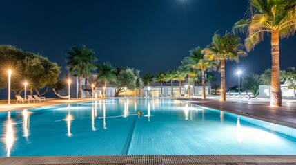 A large white house with a pool and a patio
