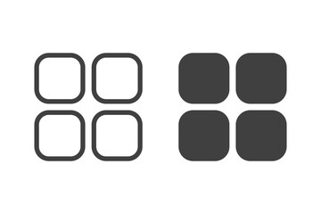 Menu 4 squares 2x2 navigation button for User Interface in 2 variations isolated. Vector icons in flat style