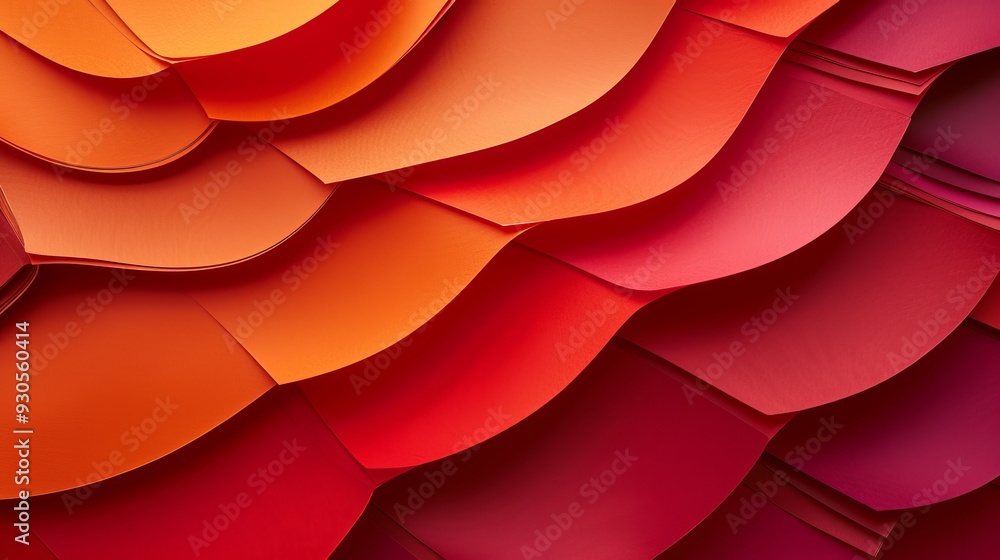 Poster red paper curves to make an abstract gradient