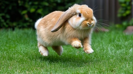 A Cute Bunny Hopping in the Grass