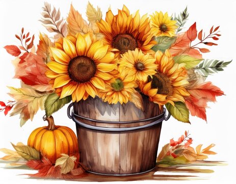 recommend clip art: Watercolor Fall Sunflower , rustic clipart. Autumn Harvest Clip Art, Thanksgiving Day art,