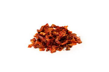 Dried tomatoes isolated on a white background.