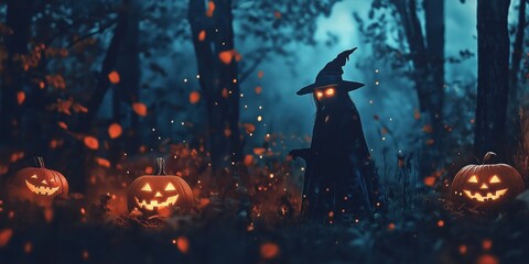 Witch in a Spooky Halloween Forest created by ai