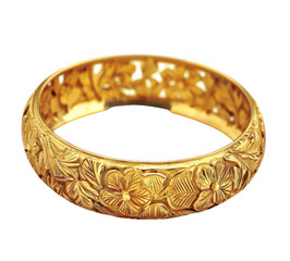 Golden Bangle with Floral Patterns