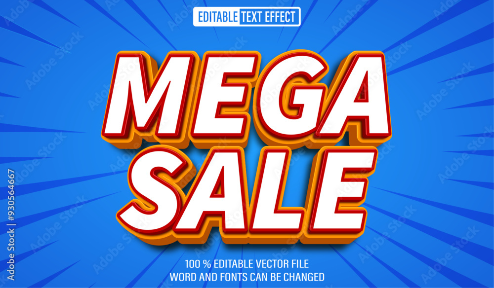 Aufkleber editable 3d text style effect - mega sale text effect template