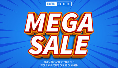 Editable 3d text style effect - Mega Sale text effect Template