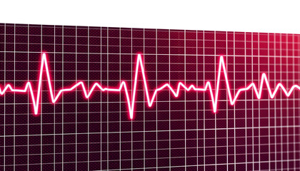 Electrocardiogram (ECG), heart wave, heart attack, cardiogram report isolated with white highlights, png