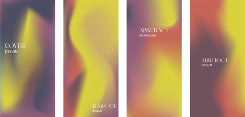 Set of blurred backgrounds,modern abstract blurred color gradient texture patterns, dynamic effect, smooth templates collection for brochures, posters, banners, flyers and cards. Vector illustration