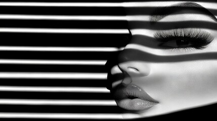 Woman in striped light shadows