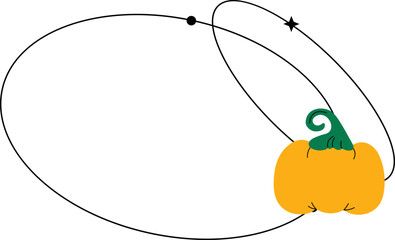 halloween lineal vector frame with pumpkin