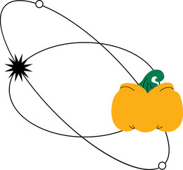 halloween lineal vector frame with pumpkin