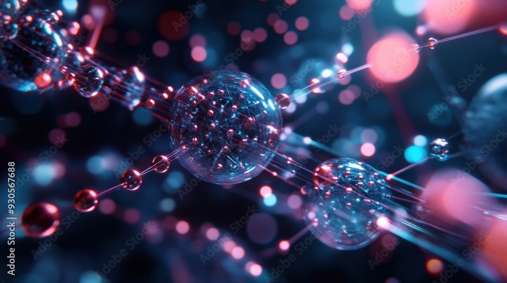 Poster a visually striking representation of quantum computing technology showcases intricate particles and