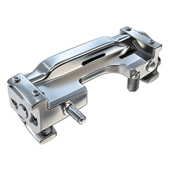 Highly detailed and 3D render of a polished metallic vice grip clamping tool isolated on a clean white background  This industrial hardware equipment is perfect for mechanical repair construction