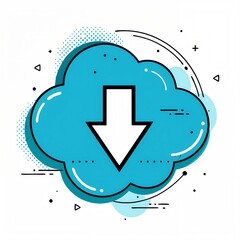 Obraz premium Cloud Download Illustration, Blue Circular Design, Data Storage and Technology Concept