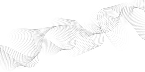 White wave curve lines banner background design. Abstract soft wave lines dynamic flowing gray light isolated background. Vector Illustration of the gray pattern of lines. Black stripes on white .