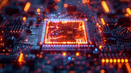 Futuristic Quantum Computer with Floating Holographic Interfaces and Neon Lights Cutting Edge Technology Vision
