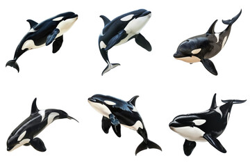 Obraz premium Six Orcas Leaping Out of the Water