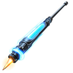 Fototapeta premium Soldering Iron Clipart for Digital Art and Electronics Repair Isolated Glowing Tip on White Background with Technology and Engineering Concept