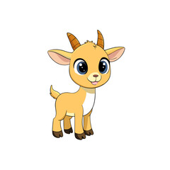 Adorable 3D Cartoon Goat with Big Eyes - High-Detail Vector Illustration for Cricut, SVG, Clipart, and T-Shirt Designs