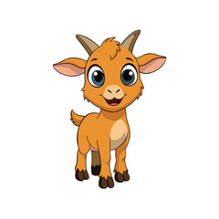 Adorable 3D Cartoon Goat with Big Eyes - High-Detail Vector Illustration for Cricut, SVG, Clipart, and T-Shirt Designs