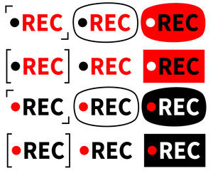 ビデオREC文字デザインのシンプルグラフィックベクターアイコンセット