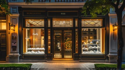 Luxury Jewelry Store Front at Night