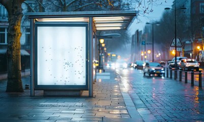 bus stop. empty white lightbox. empty billboard. bus stop advertising. bus stop advertising. - Powered by Adobe