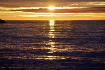 Unset seen from Vevang at the south end of the Atlantic Ocean Road between Molde and Kristiansund