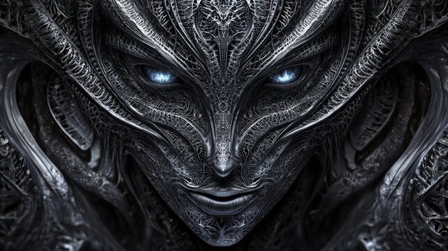 Cybernetic Being with Striking Blue Eyes