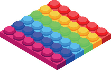 Colorful rainbow pop it fidget toy is laying on a white background