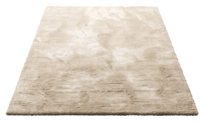 Modern beige throw rug with high pile. 3d render