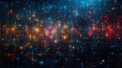 Obraz premium Abstract Digital Grid Background with Lights