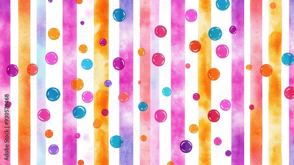 Poster a vibrant and colorful abstract background featuring stripes and circles in various hues for creativ