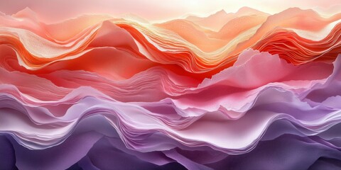 Obraz premium Artistic Fusion: Peach and Lavender Waves in Textured Paper, generative ai