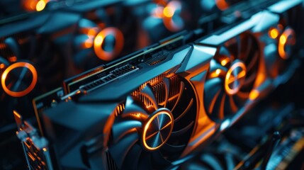 Closeup of a Graphics Card in a Server Rack