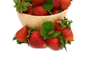 Fresh red ripe strawberry isolated on white, macro image