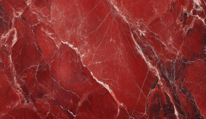 Close-up of red marble with white and gray veins, natural stone background.