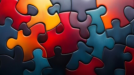 Obraz premium Colorful Puzzle Pieces Interlocking
