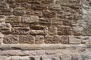 Weathered stone in the walls at Dunstanburgh Castle