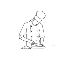 vector hand drawn chef drawing  line art 