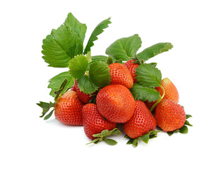 Fresh red ripe strawberry isolated on white, macro image