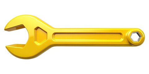 A bright yellow wrench icon on a white background, symbolizing DIY repair and maintenance, with bold lines and simple design for easy visualization.