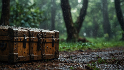 Fototapeta premium Treasure box in rainforest