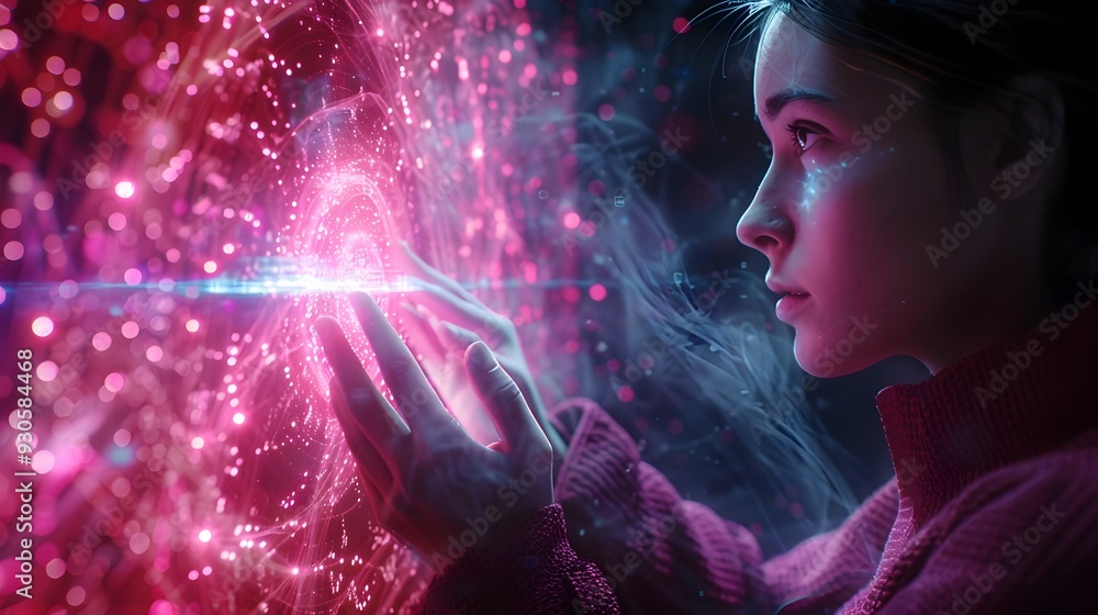 Poster quantum powered assistant with holographic data visualization