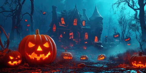 Witch in a Spooky Halloween Forest created by ai