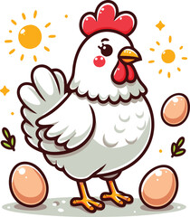 Cute Chicken vector cartoon illustration