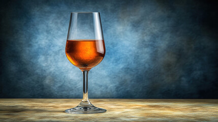 Wine Glass Against Moody Blue Background